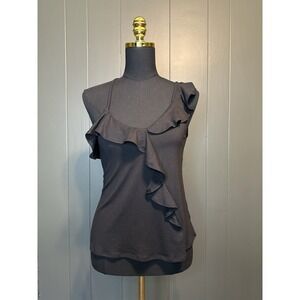 Express Black Ruffle Asymmetrical Tank Top Blouse XS Extra Small